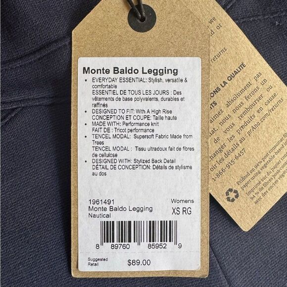 NWT prAna Monte Baldo Leggings Women's Navy Pants Size XS - Picture 13 of 16